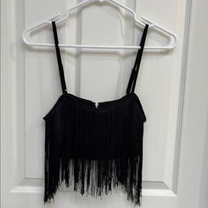 Black Fringe Women's Top